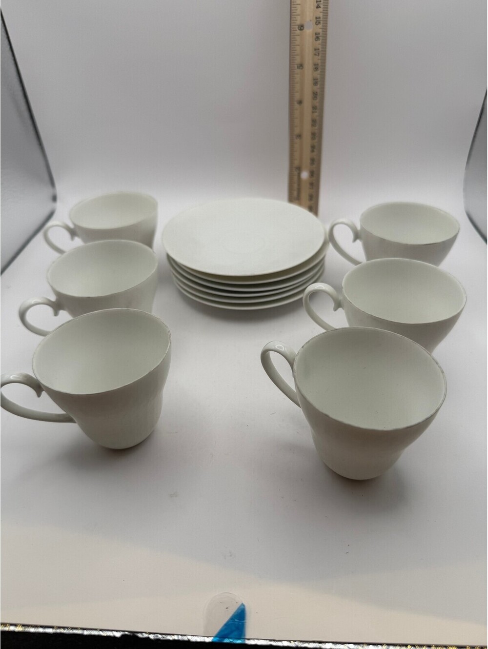 Vintage Rosenthal Romance White Porcelain 6 Cups & Saucers Germany MCM